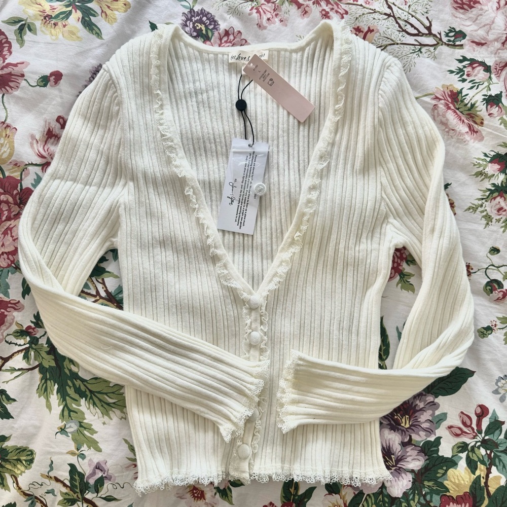 NWT For Love and Lemons Button Up Light Sweater - Picture 7 of 8